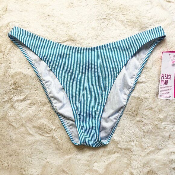 Lilly Pulitzer Other - Lilly Pulitzer Pico High Cut Bikini Bottom Cumulus Blue Seersucker Stripe NWT